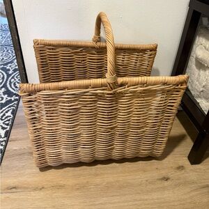 Terrain Elegant Tan Wicker Log Basket